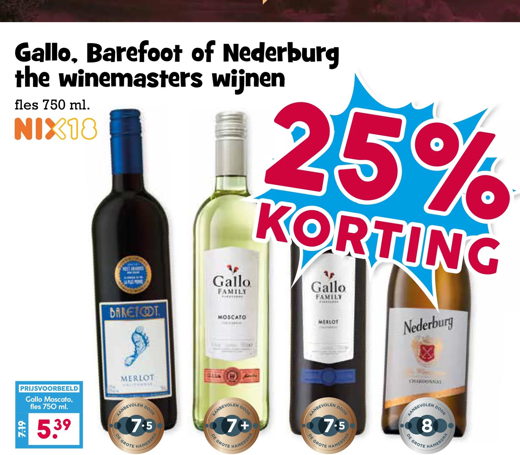 Gallo, Barefoot of Nederburg the winemasters wijnen
