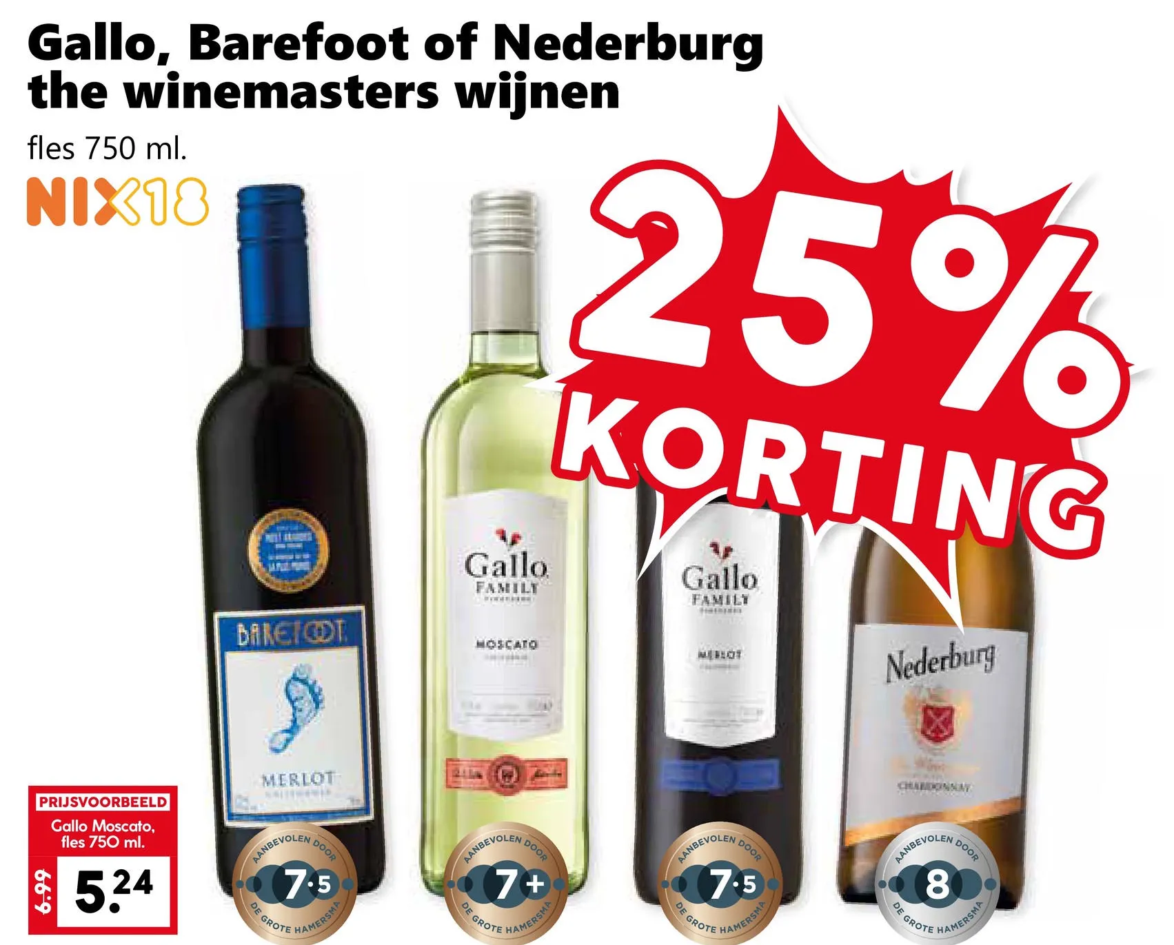 Gallo, Barefoot of Nederburg the winemasters wijnen